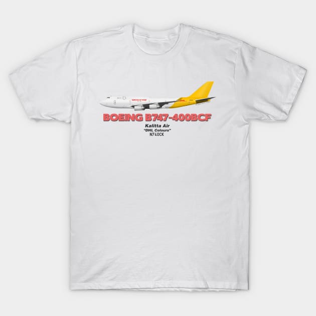 Boeing B747-400BCF - Kalitta Air "DHL Colours" T-Shirt by TheArtofFlying